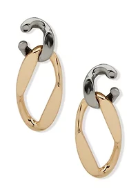 Two Tone Multi Link Double Drop Earrings