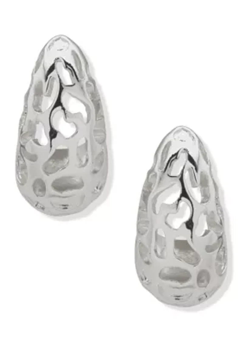 Silver Tone Puffy Leopard Stud Earrings