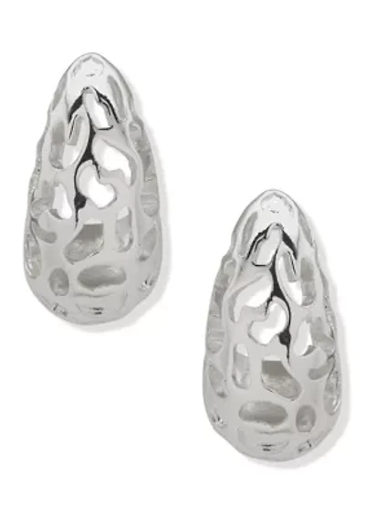 Silver Tone Puffy Leopard Stud Earrings