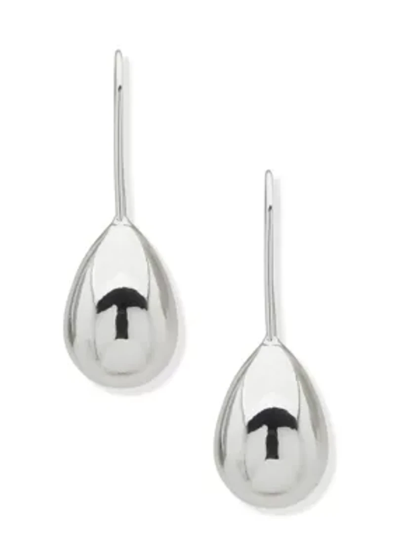 Silver Tone Puffy Stud Threader Earrings