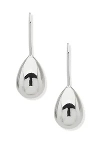 Silver Tone Puffy Stud Threader Earrings
