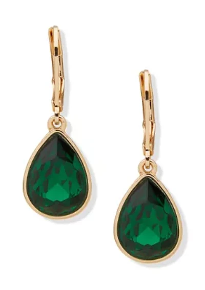 Gold Tone Teardrop Drop Earrings