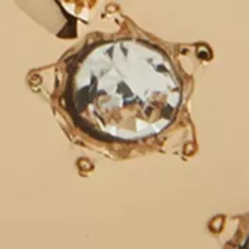 Gold Tone Crystal 18mm Hoop Heart Earrings