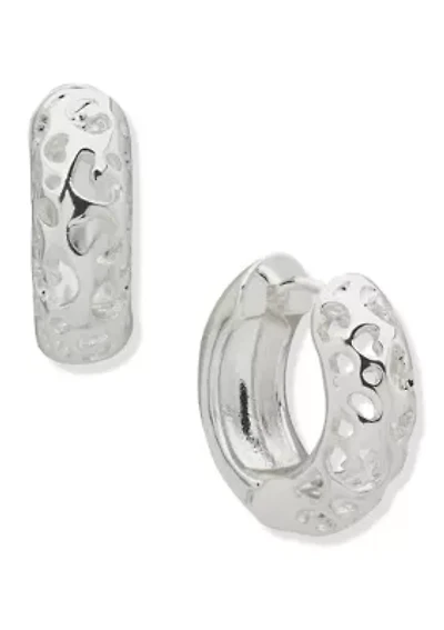 Silver Tone 21mm Leopard Huggie Hoop Earrings