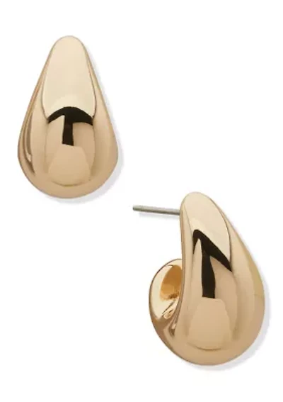 Gold Tone 23mm Puffy Teardrop Huggie Earrings