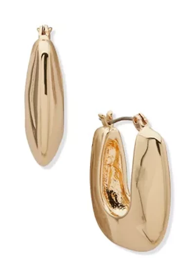 Gold Tone Chunky U Hoop Earrings