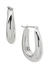 Silver Tone 25mm Puffy Hoop Earrings