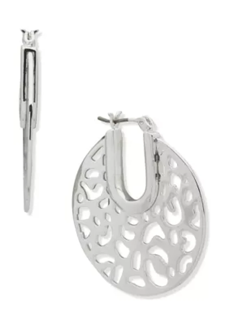 Silver Tone 31mm Cutout Hoop Earrings