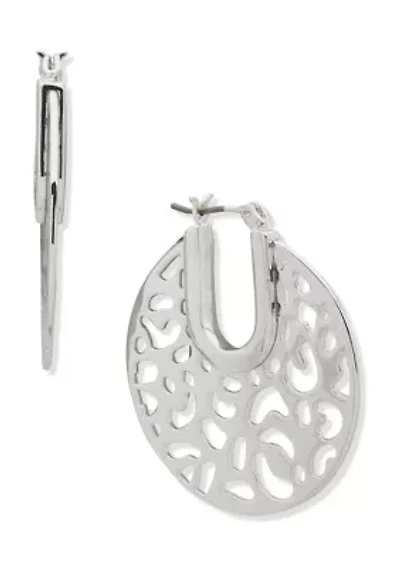Silver Tone 31mm Cutout Hoop Earrings