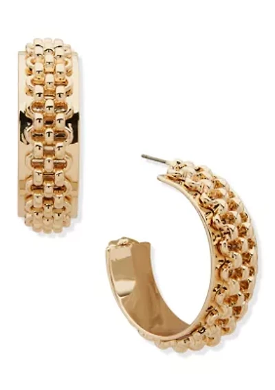 Gold Tone Chain Hoop Earrings