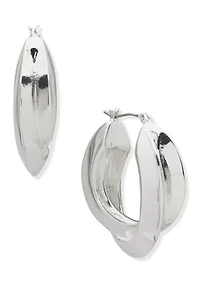 Silver Tone Twisted Hoop Earrings