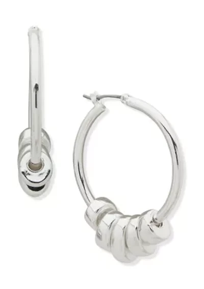 Silver Tone Shaky Hoop Earrings
