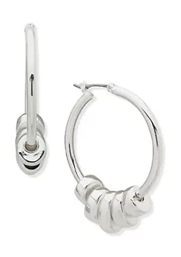 Silver Tone Shaky Hoop Earrings