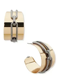 Two Tone Multi Chunky Hoop Earrings