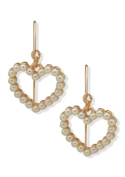 Pearl Heart Threader Earrings
