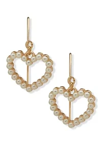 Pearl Heart Threader Earrings