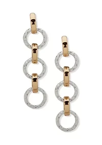 TripleTwo Tone Link Linear Earrings