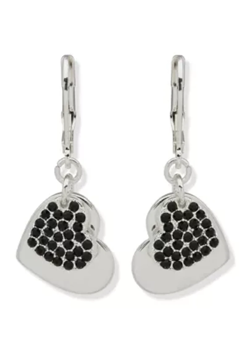 Pavé Heart Drop Earrings