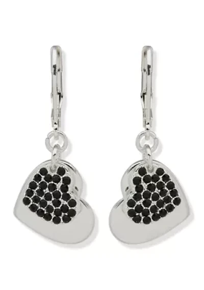 Pavé Heart Drop Earrings