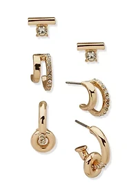 Huggie Pavé Post Trio Earring Set