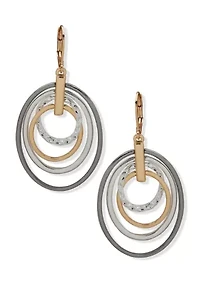 Ring Drop Tri Tone Earrings