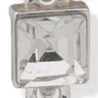 Silver Crystal Shaky Stone Linear Earrings