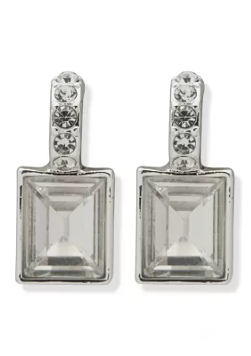 Silver Crystal Stone Drop Earrings