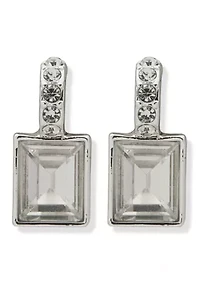 Silver Crystal Stone Drop Earrings