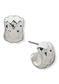 Post Huggie Silver Tone Earrings