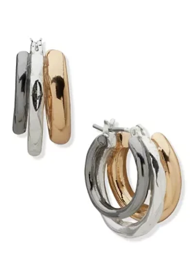 Triple Hoop Click Earrings