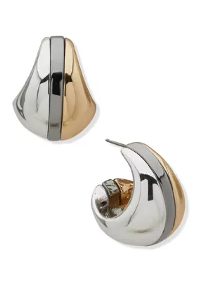 Puffy Tri Tone Huggie Earrings