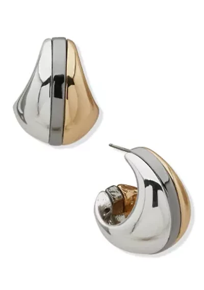 Puffy Tri Tone Huggie Earrings