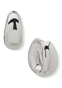 Puff Silver Tone Hoop Earrings