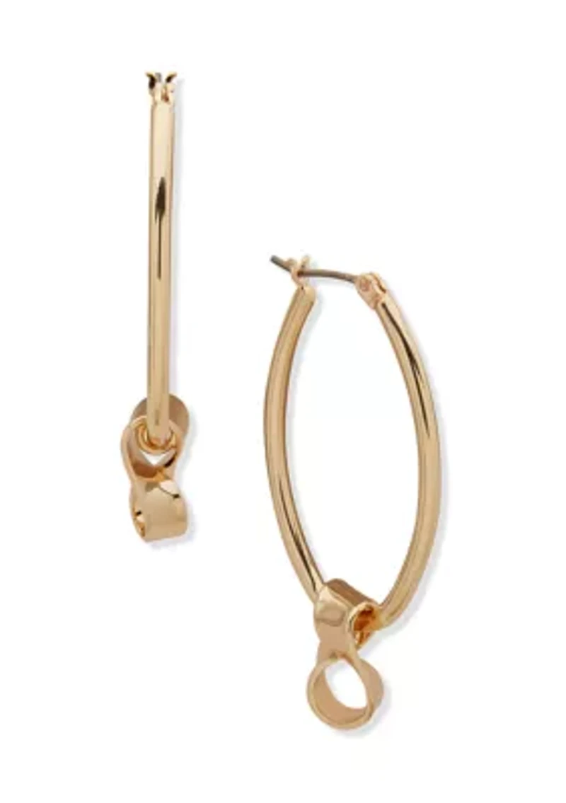  Hoop Gold Tone Earrings