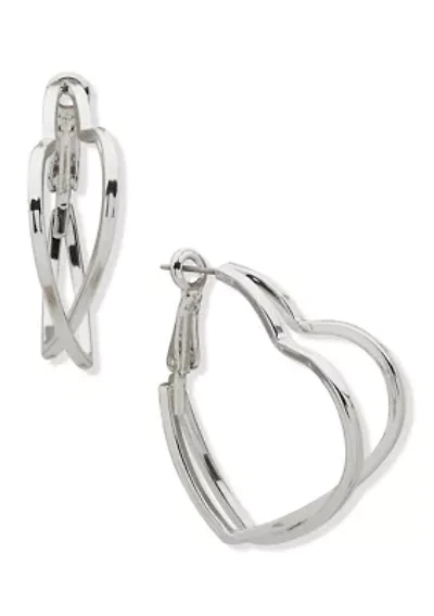 Double Heart Hoop Earrings