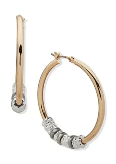 Charm Tri Tone Hoop Earrings