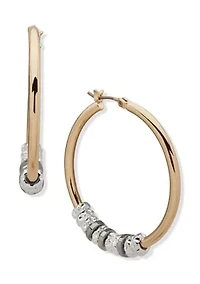 Charm Tri Tone Hoop Earrings