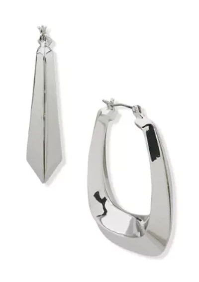 Beveled Gold-Tone Hoop Earrings