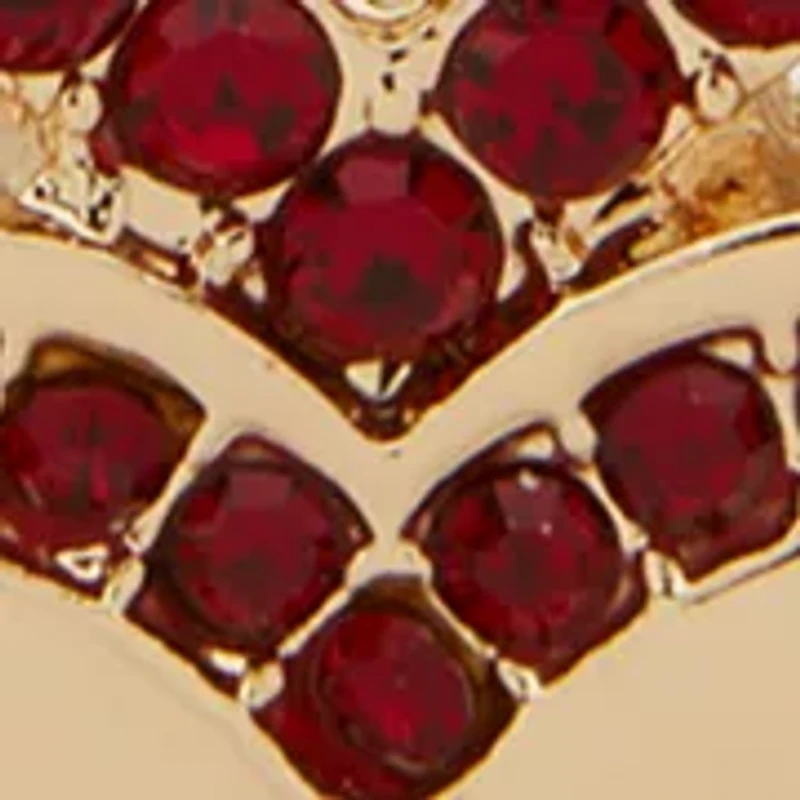 Red Crystal Heart Double Drop Earrings