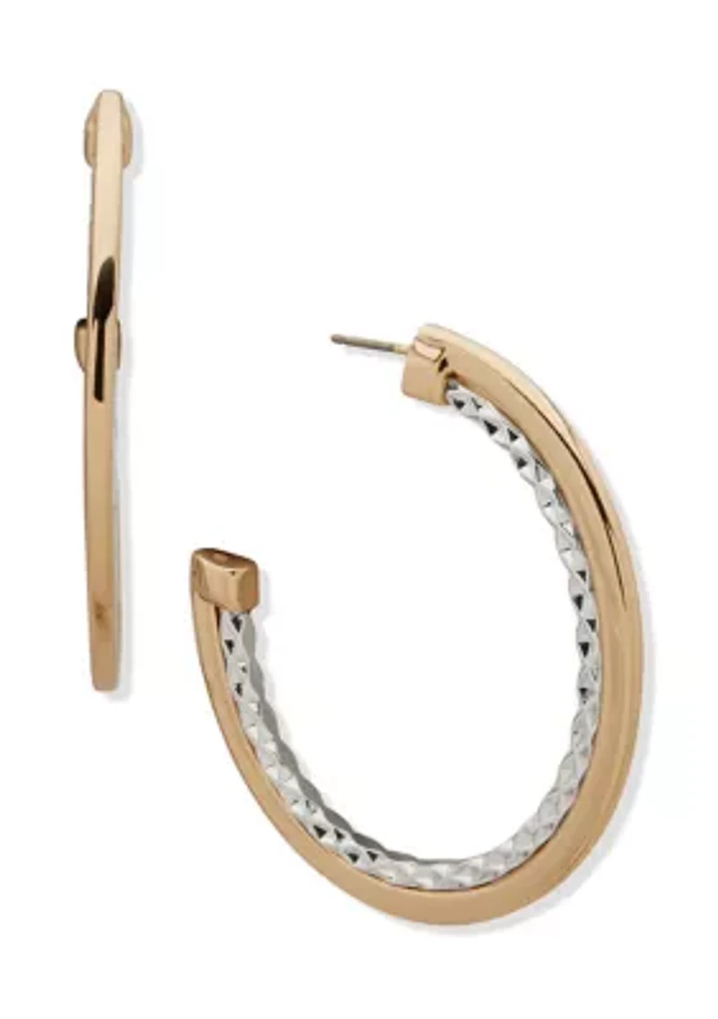 C Hoop Two Tone Earrings