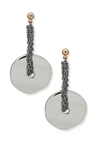 Two Tone Chain Disc Drop Earrings