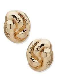 Gold Tone Faceted Knot Stud Earrings