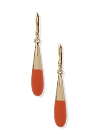 Gold Tone White Metal Drop Earrings