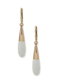 Gold Tone White Metal Drop Earrings