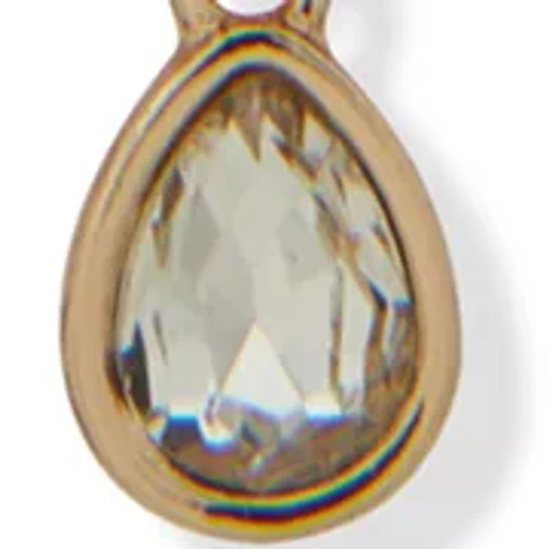 Gold Tone Crystal Ring Linear Earrings