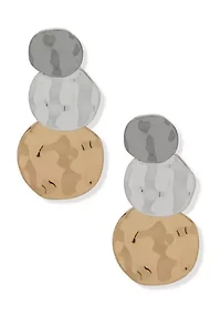 Tri-Tone Stacked Disc Drop Earrings