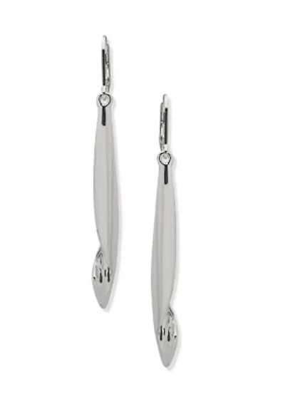 Silver Tone Stick Linear Earrings