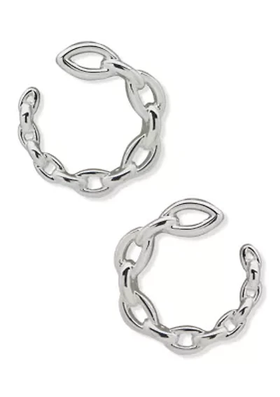 Silver Tone Front Back Hoop Earrings