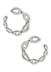 Silver Tone Front Back Hoop Earrings