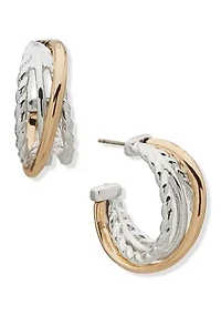 Braided Tri Tone Post Closure Earrings